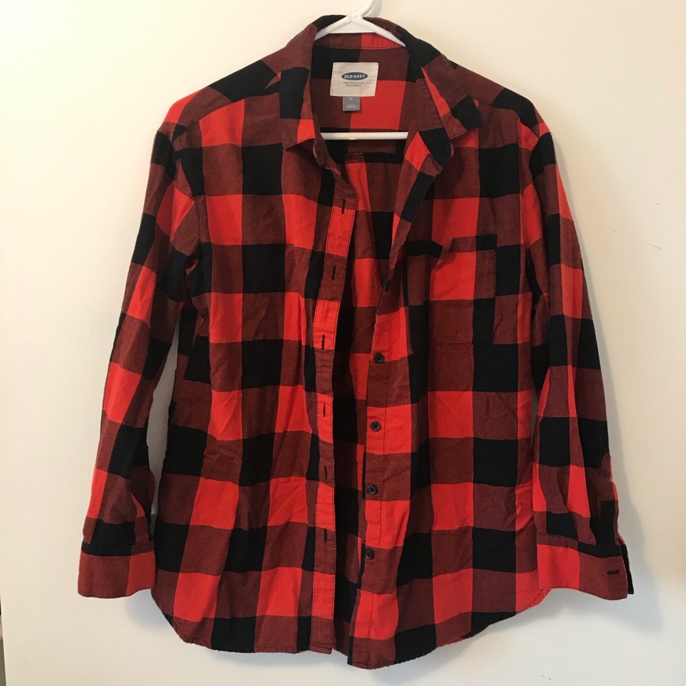 Old Navy Red and Black Buffalo Plaid Button Up